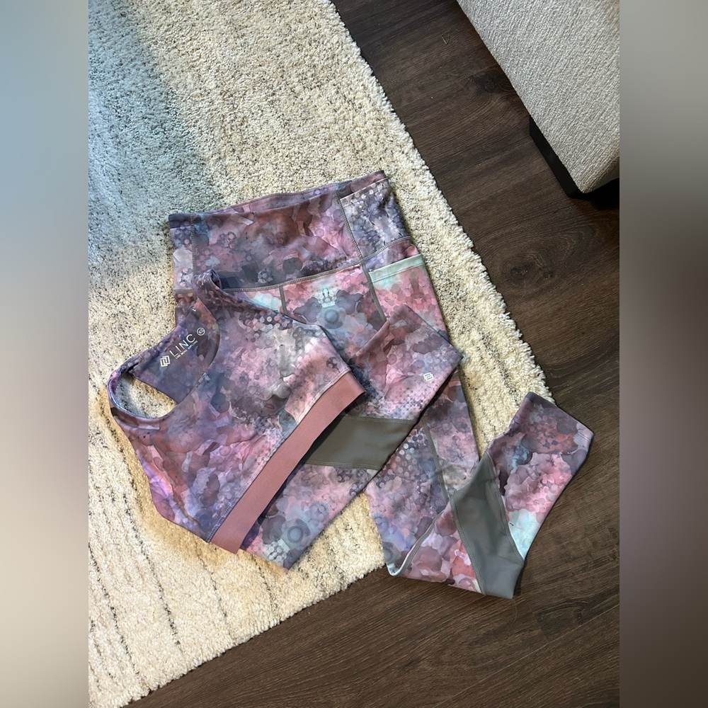 Linc Active Lilac Multi Patterned Workout Legging… - image 7